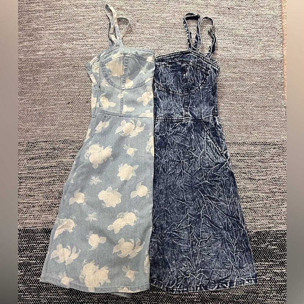 BONGO Acid Washed Denim & Floral Denim Mini Dresses (2)